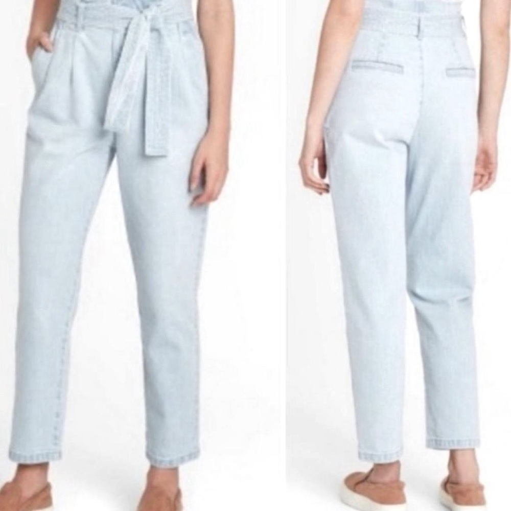 Women's Light Wash Paperbag Jeans